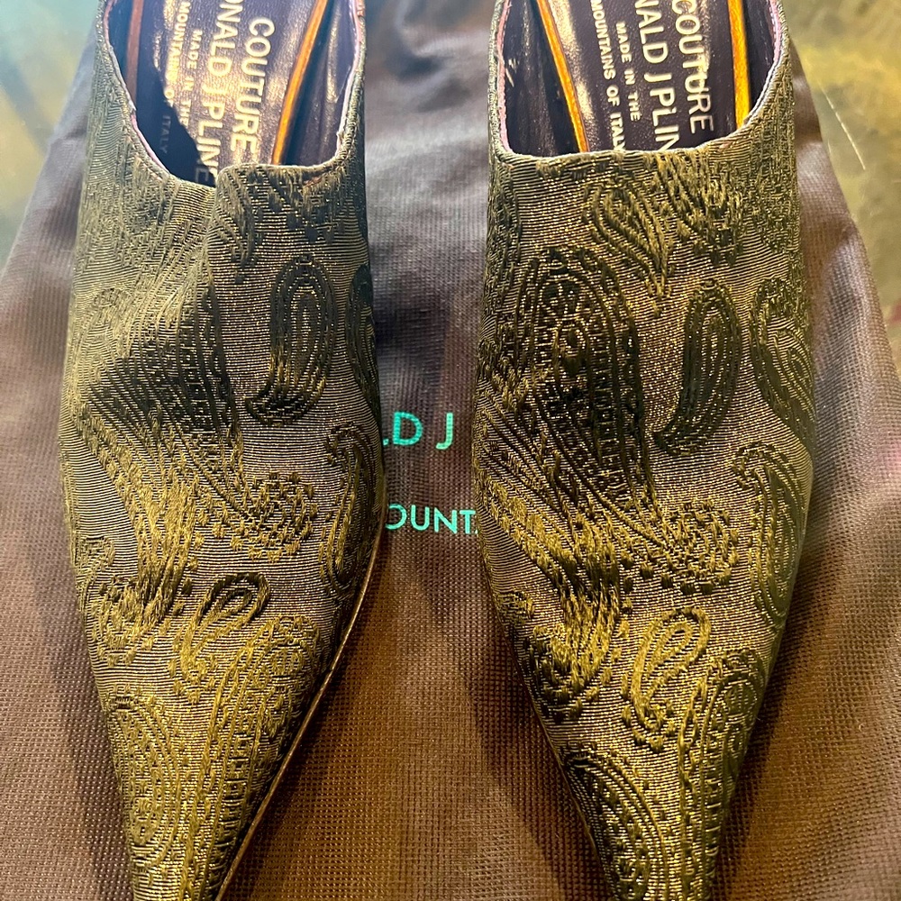 Donald Piner, couture dress mules. Made in Italy.